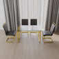 51 inch Glass Dining Table Set for 4, Dining Table & Chair Sets with Golden Plating Legs for Kitchen, Modern Rectangle Tempered Glass Table Top and  PU Dining  armless Chair for Dining Room