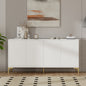 Buffet Cabinet with Storage, Wood Sideboard Cabinet with Carved Door Panels,4 Doors  modern aesthetic Storage Cabinet with Adjustable Shelves for Living Room, Kitchen (White)
