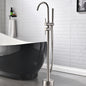 Single Handle Freestanding Tub Filler Floor Mount Bathtub Faucet with Handheld Shower (Brushed Nickel)