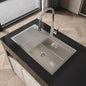 Stainless Steel Kitchen Sink, 32″x19″ Single Bowl, Overmount Handmade Sink in Brushed Nickel, with US Standard Drain and Hook, LS-SSBR02
