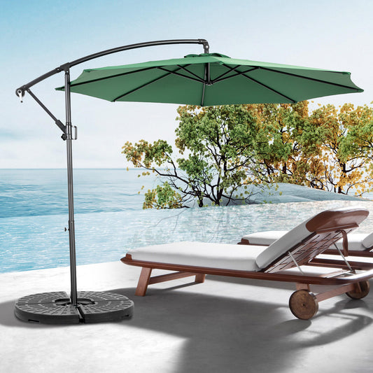 Best Choice Products 10ft Offset Hanging Market Patio Umbrella w/Easy Tilt Adjustment, Polyester Shade, 8 Ribs for Backyard, Poolside   -  ( Dark green )