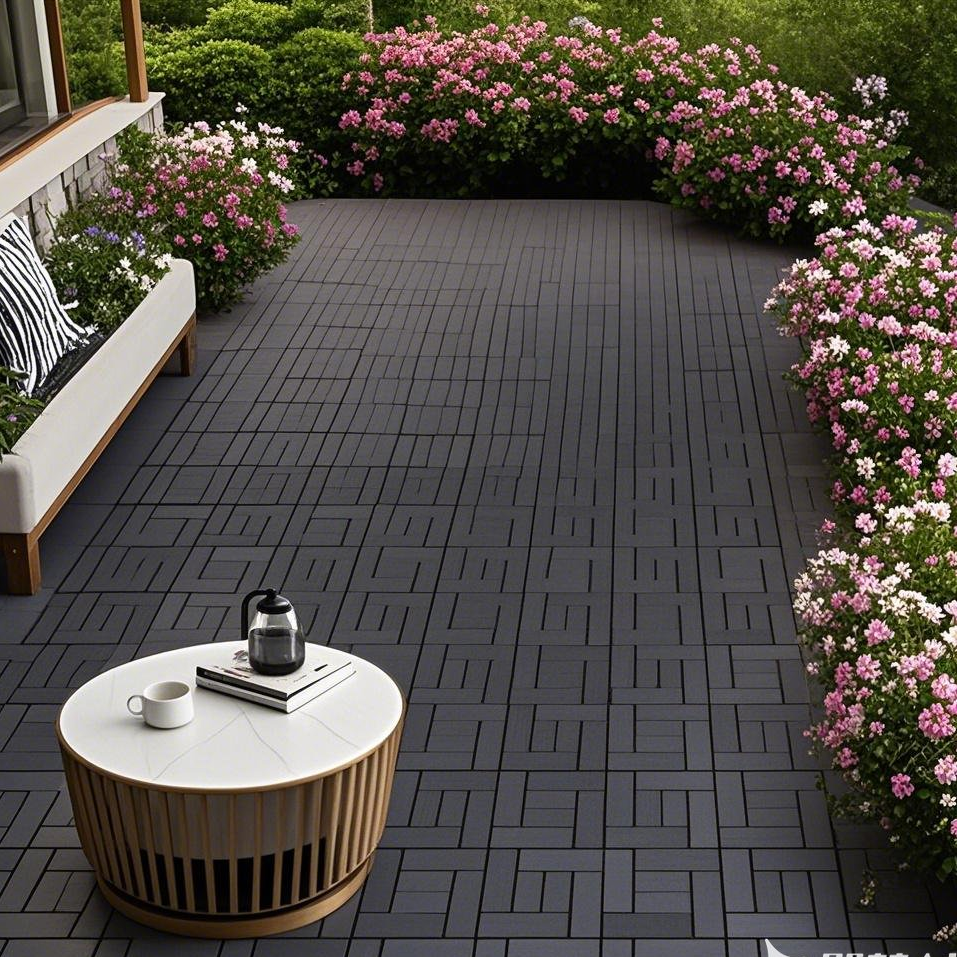 ZZ Style 12' Patio Deck Tiles, DIY Module Interlocking Decking Tiles Floor Tile Outdoor and Indoor,Easy and Quick Installation Court Tiles for Porch Poolside Balcony Backyard 44pcs DARK GRAY