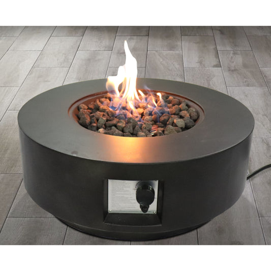 11' H x 30' W Fiber Reinforced Concrete Propane Gas Outdoor Fire Pit Table with Lid