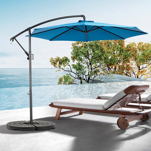 Best Choice Products 10ft Offset Hanging Market Patio Umbrella w/Easy Tilt Adjustment, Polyester Shade, 8 Ribs for Backyard, Poolside   -  ( Dark blue )