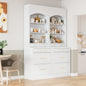 [Assembly Video Provided] TOPMAX Modern 83.7inch High Kitchen Pantry, Freestanding Tall Kitchen Hutch with Faux Marble Top,Cupboard Cabinet with 5 Storage Drawers and Adjustable Shelf, Set of 2, White