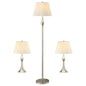 Beige and Brushed Nickel 3-Piece Lamp Set