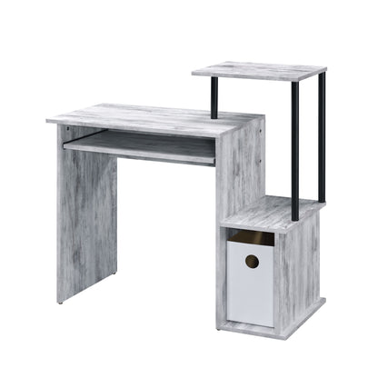 Antique White and Black Computer Desk with Keyboard Tray