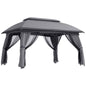 Outsunny 10' x 13' Patio Gazebo, Outdoor Gazebo Canopy Shelter with Netting, Vented Roof, Steel Frame for Garden, Lawn, Backyard, and Deck, Dark Gray