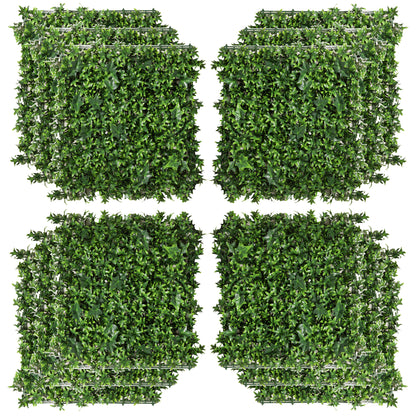 Artificial Grass Wall Panel Backdrop, 12 20' x 20' Boxwood UV Protection Privacy Coverage Panels for Indoor & Outdoor Decor, Wall & Fence Covering, Sweet Potato, Green