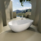67' Freestanding Solid Surface Bathtub, Luxury Engineered Stone Resin Freestanding Soaking Bathtub with Overflow and Pop-up Drain cUPC Certified, Matte White 22S02-67