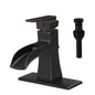 Sink Faucet With Deck Plate Waterfall ORB with Pop Up Drain and Supply Lines Bathroom faucets for Sink 1 Hole One Handle Faucets Vanity Bath Mixer Tap
