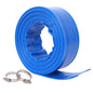1-1/2'(Flat 2.6') widthx 50 FT Pool Backwash Hose, Blue Heavy Duty Reinforced PVC Lay Flat Water Discharge Hose for Swimming Pool Filter Pump,with 2 Clamp
