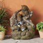 24.75' High CALLAN FOUNTAIN Weather Resistant Floor Fountain with Light, Light Brown + Moss