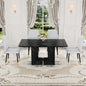 Table and chair set.Black Marble Pattern MDF Dining Set - 63'x35.4' with 4 light gray PU Chairs With a Widened Backrest Design.Giving you a luxurious feel.