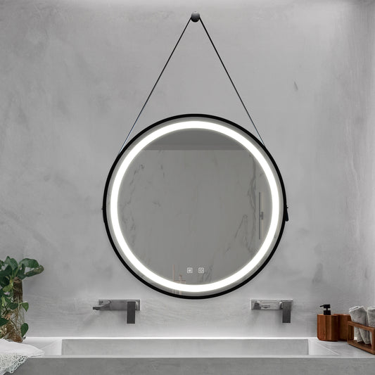 24inch Bathroom Led Classy Vanity Mirror with focused backplane,Black aluminum alloy frame,High Lumen,Dimmable Touch,Wall Switch Control, Anti-Fog ,CRI 95 Adjustable 3000K-4500K-6000K ,IP54 Waterproof