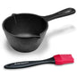 Cast Iron Basting Pot and Silicone BBQ Brush - BBQ Basting Set with Saucepan and Brush for Meat Smoker, Grill and Stove - BBQ Meat Smoker Accessories Gift for Men, 15 Oz