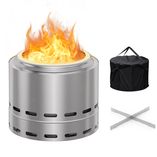 15' Smokeless Fire Pit, Portable Outdoor Firepit, Wood Burning Fireplaces, Low Smoke Bonfire for Camping, Patio and Outside