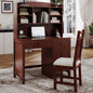 Vintage 40'' Home Executive Desk and Upholstered Chair Set with Bookshelf, Computer Desk with Four Drawers, Storage Shelf, and Chair, Ideal for Office or Study in Bedroom or Living Room, Espresso