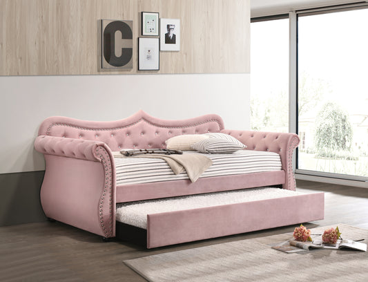 Adkins Pink Velvet Daybed W/Trundle (Twin)