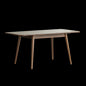 Walnut color solid oak round corner diagonal leg telescopic table 1.2-1.6m, for 6-8 people to meet Dining table wood (Walnut color)