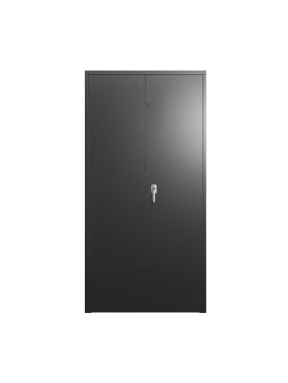71'' Black Tool Steel Locking Cabinet with Doors and 4 Shelves