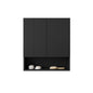 TOBI 26' Wall-Mounted Striped Bathroom Cabinet, with Doors, Shelf and Open Storage Compartment Over The Toilet Storage Cabinet for Bathroom, Kitchen, Laundry Room, Black Color