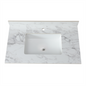 37'x22'Bathroom Vanity Top,sintered stone carra white   Barthroom Vanity Sink Tops with Rectangular Undermount Ceramic Sink with Vanity Backsplash, Single Faucet Hole Bathroom Vanity Countertop