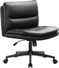Office Chair Armless Desk Chair with Wheels, PU Padded Wide Seat Home Office Chairs, 120° Rocking Mid Back Cute Computer Chair for Bedroom, Vanity, Makeup