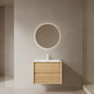 BRON 24' Bathroom Vanity with Sink, Wall-Mounted Floating Plywood Bathroom Storage Cabinet with Drawers, White Ceramic Basin with Sink Hole Cover and Drain, Pre-assembled, Corolla Oak Woodgrain Color