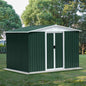 8x6 Feet Outdoor Storage Garden Shed Apex Roof Green With Aluminum alloy frame and sliding door