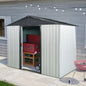8ft x 4ft Outdoor Metal Storage Shed with Sliding Door and foundation for Backyard, Patio, Lawn - White and Black