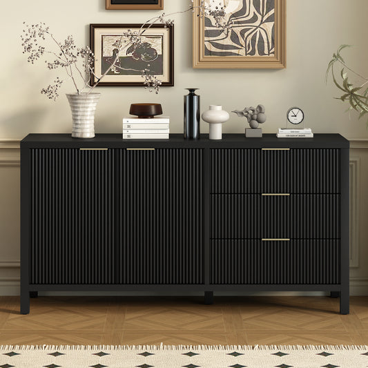U_STYLE Minimalist Wave-Pattern Sideboard with Functional Storage,Suitable for Entryway, Hallway, Living Room, Foyer, Corridor