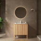 NIKO 30' Bathroom Vanity with Sink, Modern Freestanding Bathroom Storage Cabinet with Double Doors, White Ceramic Basin without Faucet, Natural Wood Woodgrain Color