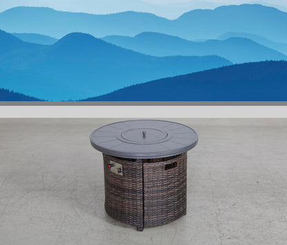 25' H x 32' W Aluminum Outdoor Fire Pit Table with Lid(Espresso)