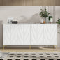 Creative carved 4-door Sideboard Handleless Press-to-Open Design Buffet Cabinet for Dining Room,Living Room, Bedroom, Hallway(White)