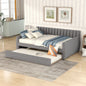 Full Size Upholstered daybed with Trundle and Wood Slat Support, Gray(Old SKU:LP000121AAE)