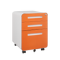 Rounded 3 drawer mobile filing cabinet, multifunctional legal/letter/A4 file storage cabinet, 5-wheel design anti tilt cold-rolled steel, with pencil storage box,