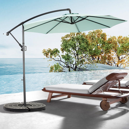Best Choice Products 10ft Offset Hanging Market Patio Umbrella w/Easy Tilt Adjustment, Polyester Shade, 8 Ribs for Backyard, Poolside   -  ( Light green )