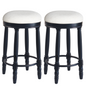 AGODY Bar Stools Set of 2, 26' Counter Height, 360° Swivel Wooden Barstool with Fabric Upholstered Seat, BLACK Finish, Stylish Accent for Kitchen, Dining, and Living Room