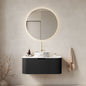 DINA 36' Bathroom Vanity with Sink, Wall-Mounted Floating Curved Edges Striped Bathroom Storage Cabinet with Drawer, White Round Ceramic Basin with Stone Pattern, Pre-assembled, Black Color
