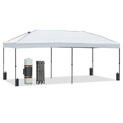 TREXM 10x20 Pop Up Canopy with Sidewalls, Outdoor Canopy Tent Heavy Duty for Backyard, Wedding Party Tent for Parties with Wheeled Bag (White)