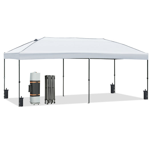 TREXM 10x20 Pop Up Canopy with Sidewalls, Outdoor Canopy Tent Heavy Duty for Backyard, Wedding Party Tent for Parties with Wheeled Bag (White)