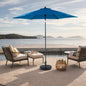 9FT Outdoor Patio Umbrella Outdoor Table Umbrella with Push Button Tilt and Crank, Market Umbrella 6 Sturdy Ribs , Deck, Backyard, Pool (Base Not Included)  -  ( Dark blue )