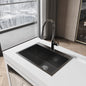 Stainless Steel Kitchen Sink, 27″x19″ Single Bowl, Overmount Handmade Sink in Black, with US Standard Drain and Hook, LS-SSBL01