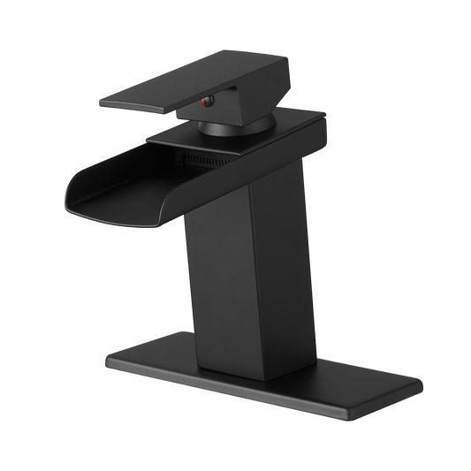 Sink Faucet With Deck Plate Waterfall Black Bathroom faucets for Sink 1 Hole or 3 Holes One Handle Faucets