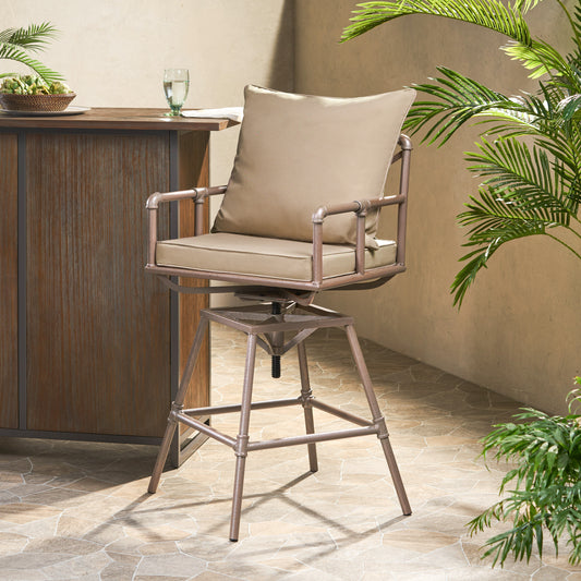 PLUMBER'S PIPE BARSTOOL W/CUSHIONS