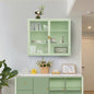 27.56'Glass Doors Modern Two-door Wall Cabinet with Featuring Three-tier Storage for Entryway Living Room Bathroom Dining Room,Mint Green