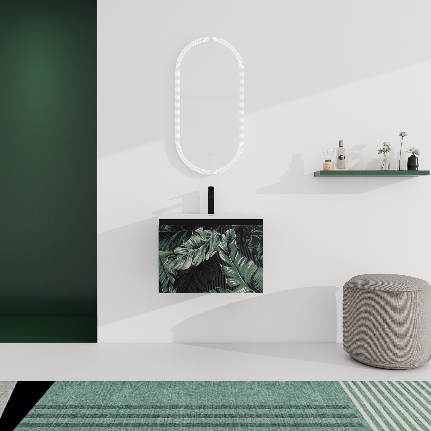 24'' Floating Wall-Mounted Bathroom Vanity With Ceramics Sink & Soft-Close Cabinet Door, KD-Package