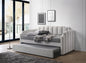 Peridot Dove Gray Velvet Daybed W/Trundle (Twin)