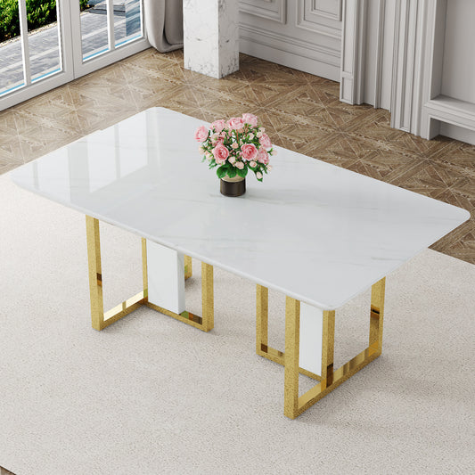 Modern minimalism and luxurious white rectangular patterned dining table. The computer desk. The game table. Dining tables are used in the dining room, living room, terrace and kitchen 67 *36 *30